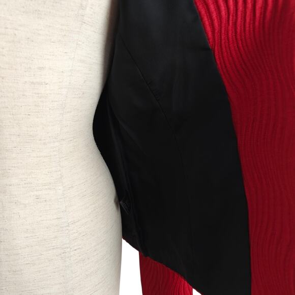 Lafayette 148 New York Open Front Blazer Jacket Size 8 Red Silk Blend Holiday - Picture 6 of 9